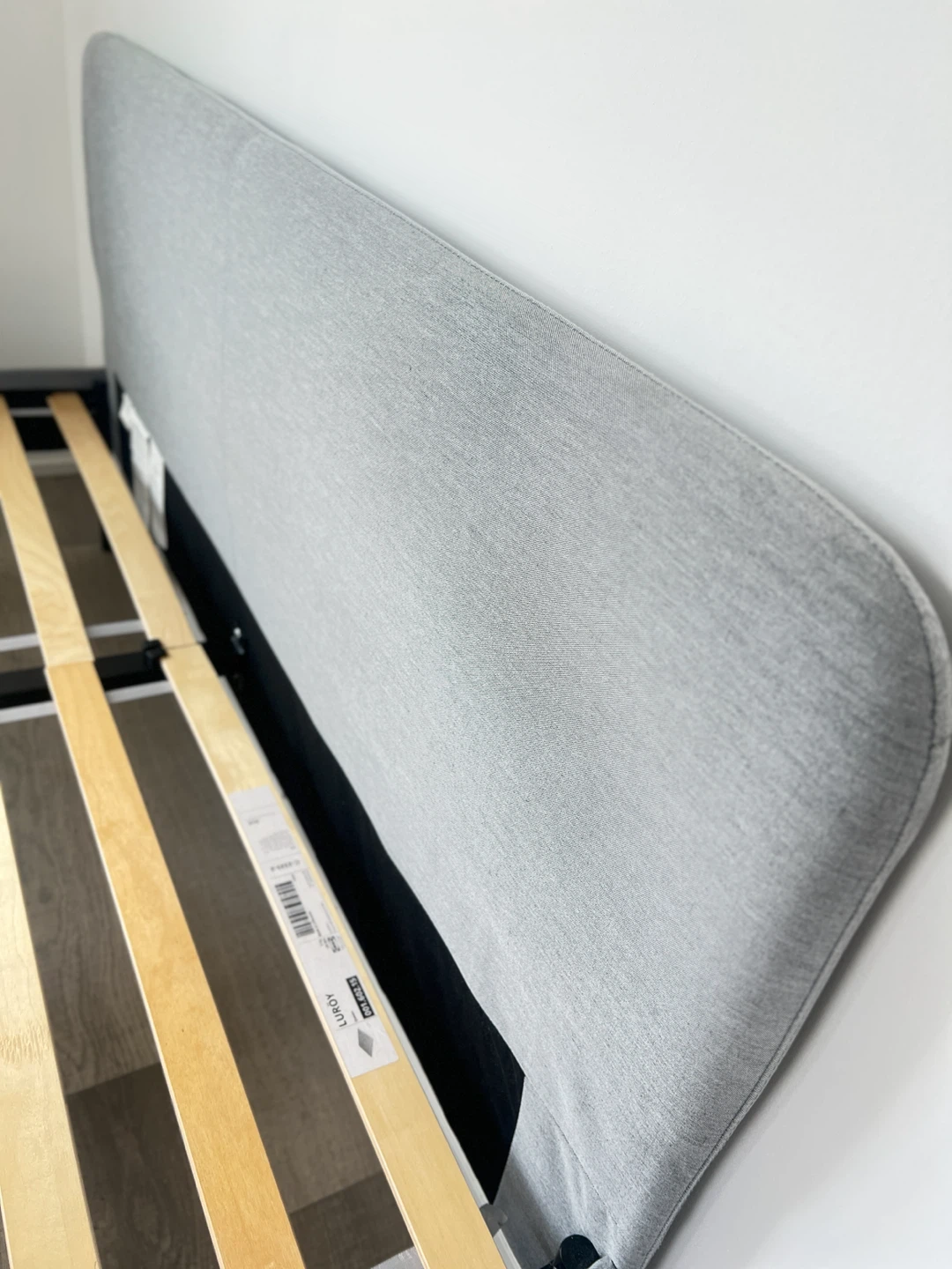 Grey Fabric Bed Frame with Headboard - photo 3