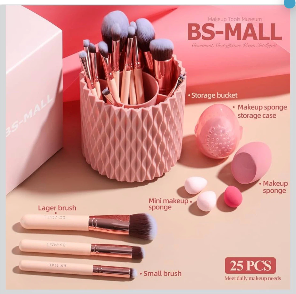 25 Piece Makeup Brush Set with Rotating Holder