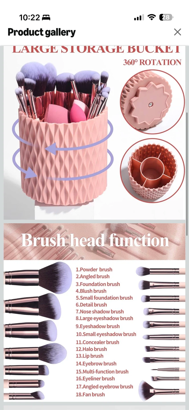 25 Piece Makeup Brush Set with Rotating Holder - photo 2
