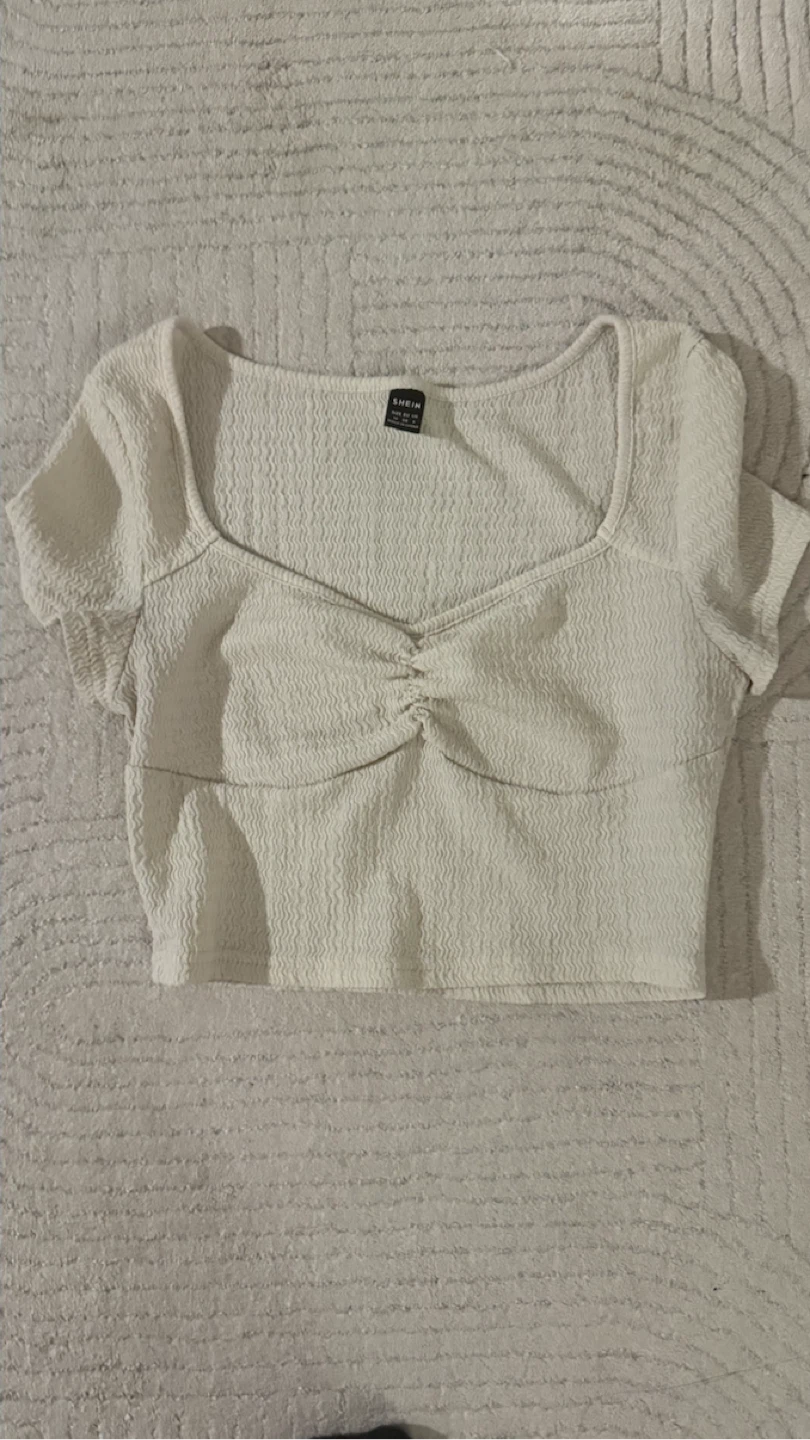 SHEIN White Ruched Crop Top