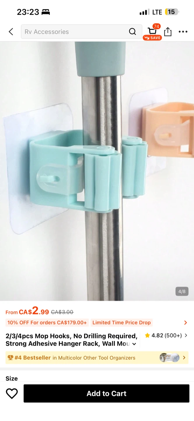 Peach and blue Mop Hook Holder - photo 2