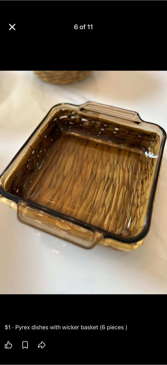 Pyrex Dishes with Wicker Baskets 6pcs - photo 2