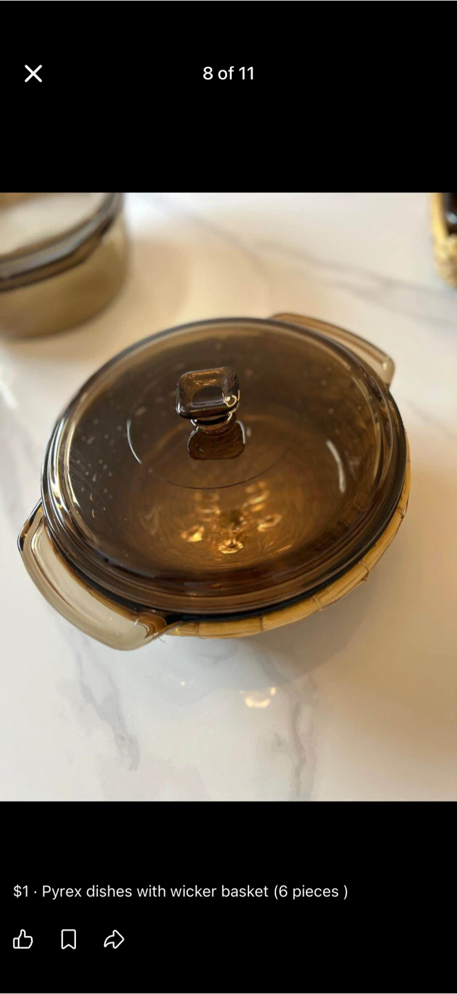 Pyrex Dishes with Wicker Baskets 6pcs - photo 3
