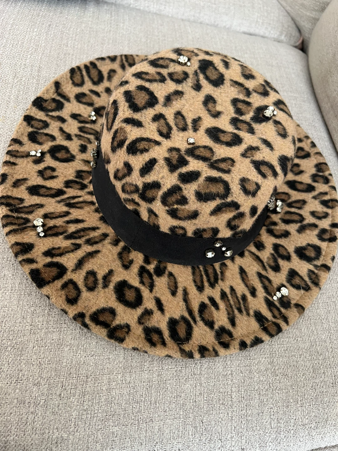 Steve Madden Leopard Print Hat with Rhinestones