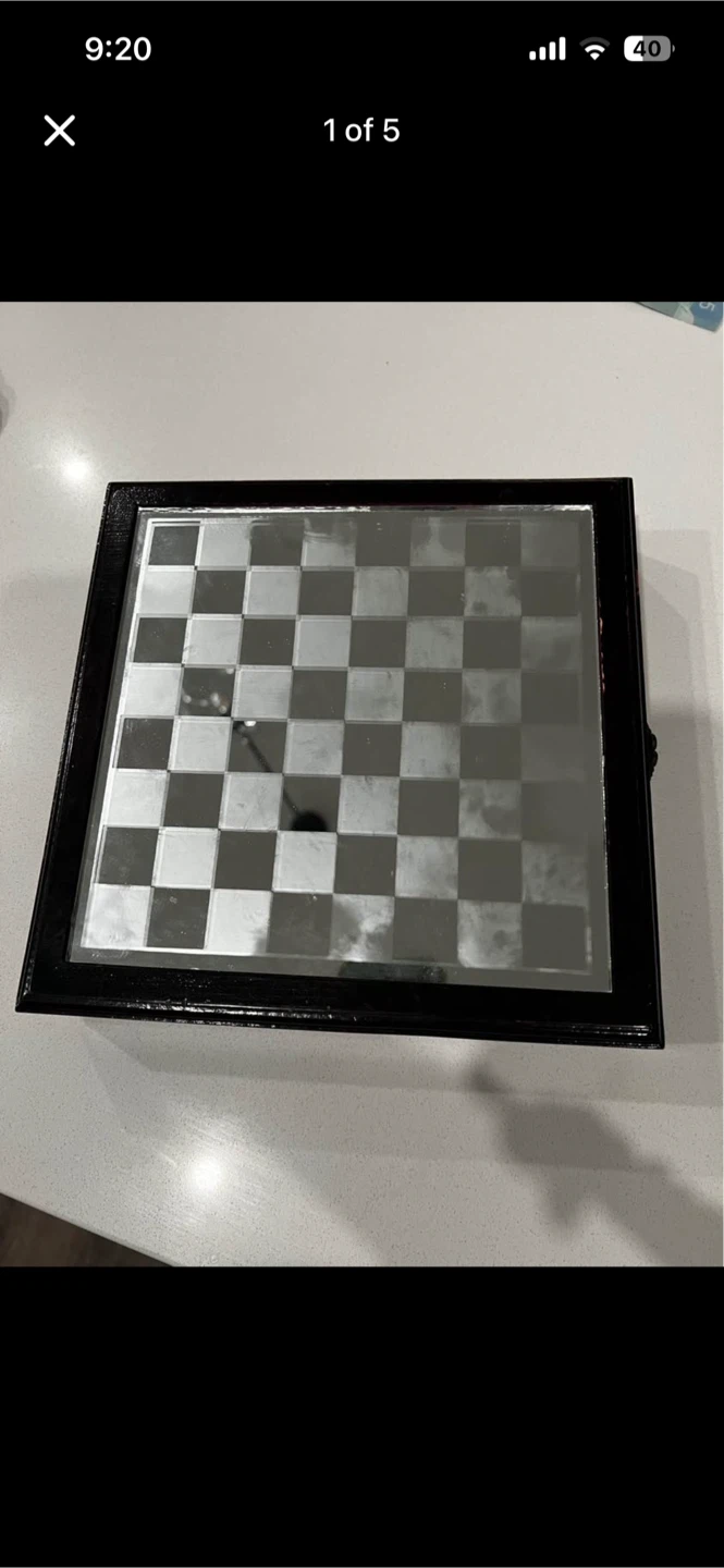 Glass and Mirror Chess Set with Black Pieces