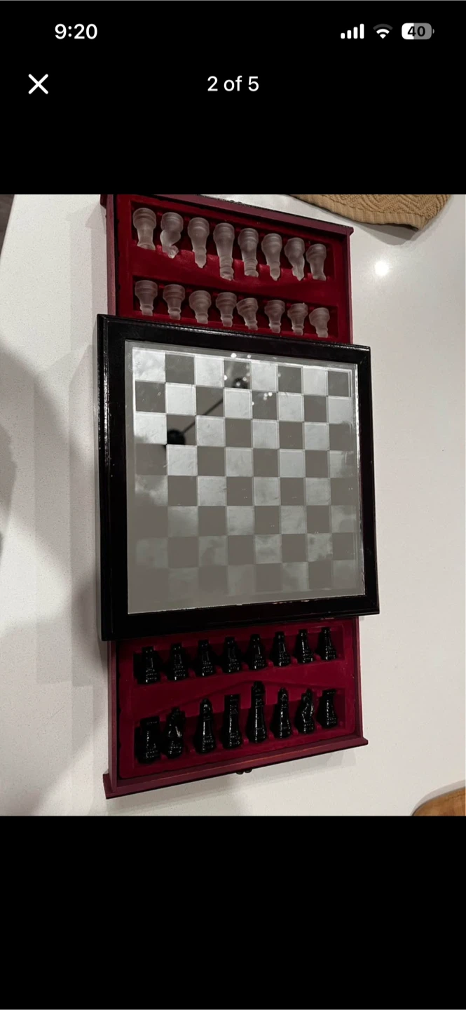 Glass and Mirror Chess Set with Black Pieces - photo 2