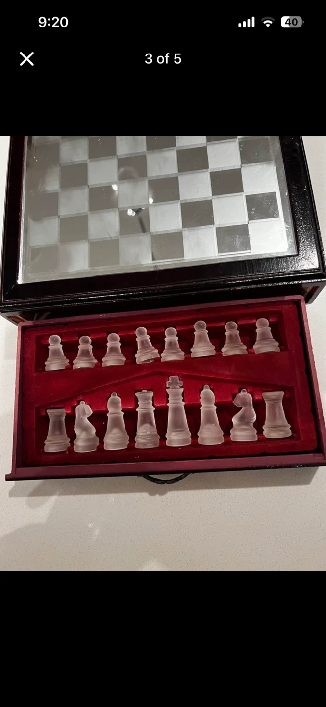 Glass and Mirror Chess Set with Black Pieces - photo 3
