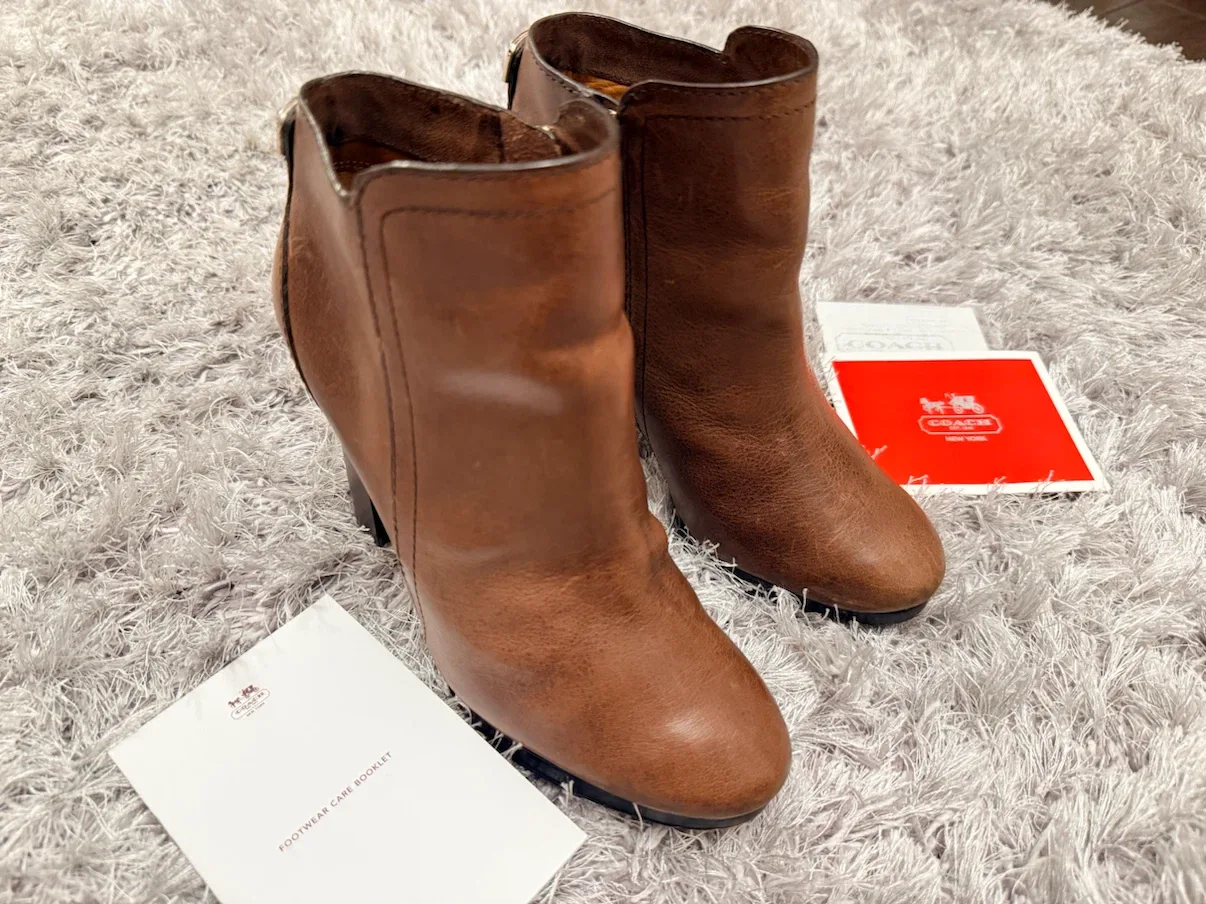 Brown Leather COACH Ankle Boots 5.5