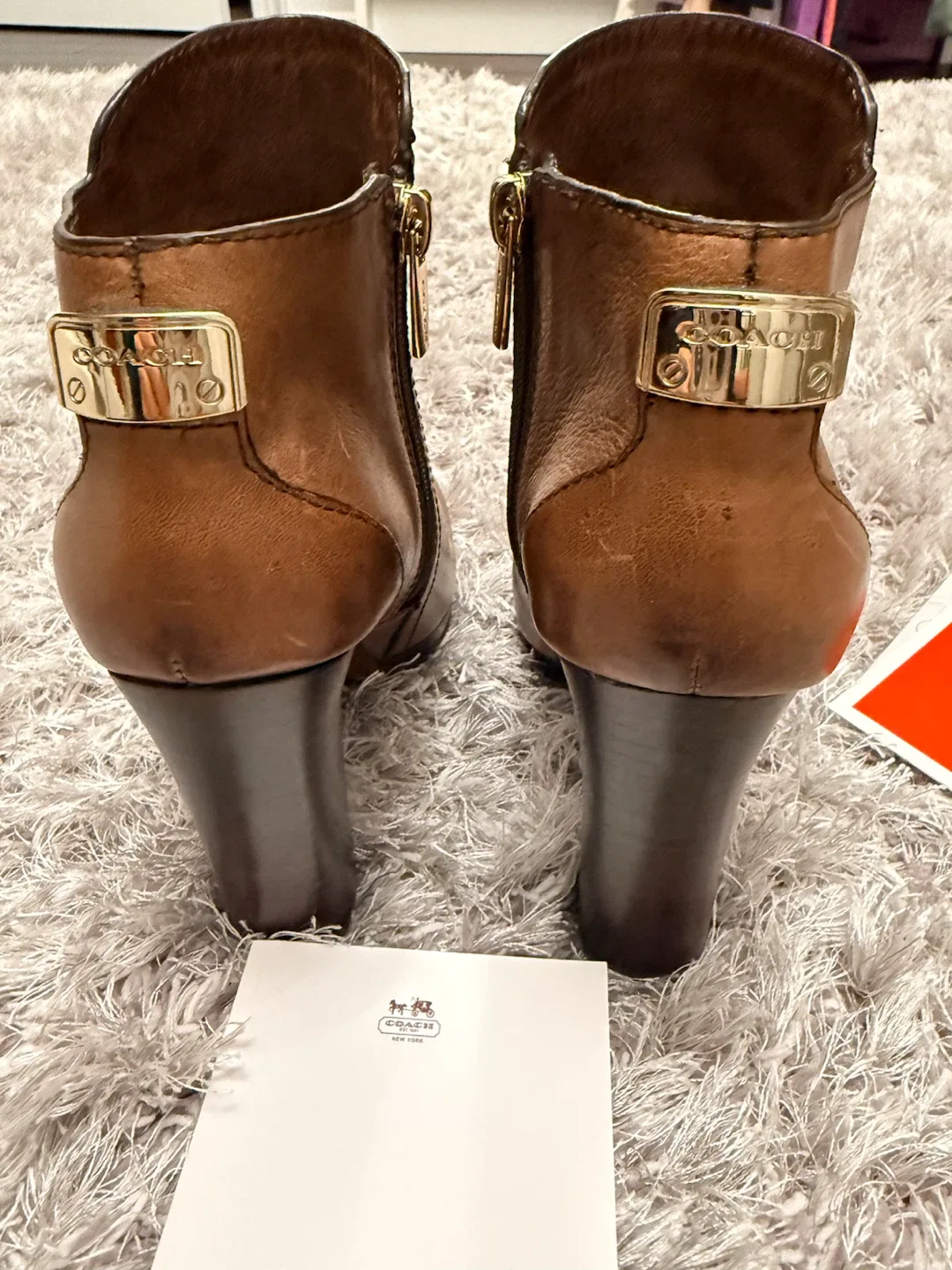 Brown Leather COACH Ankle Boots 5.5 - photo 2