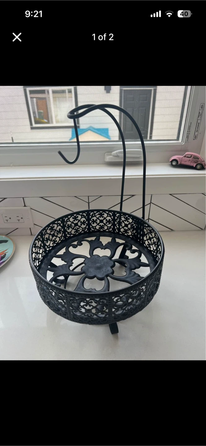 Black Metal Decorative Plant Stand with Hook