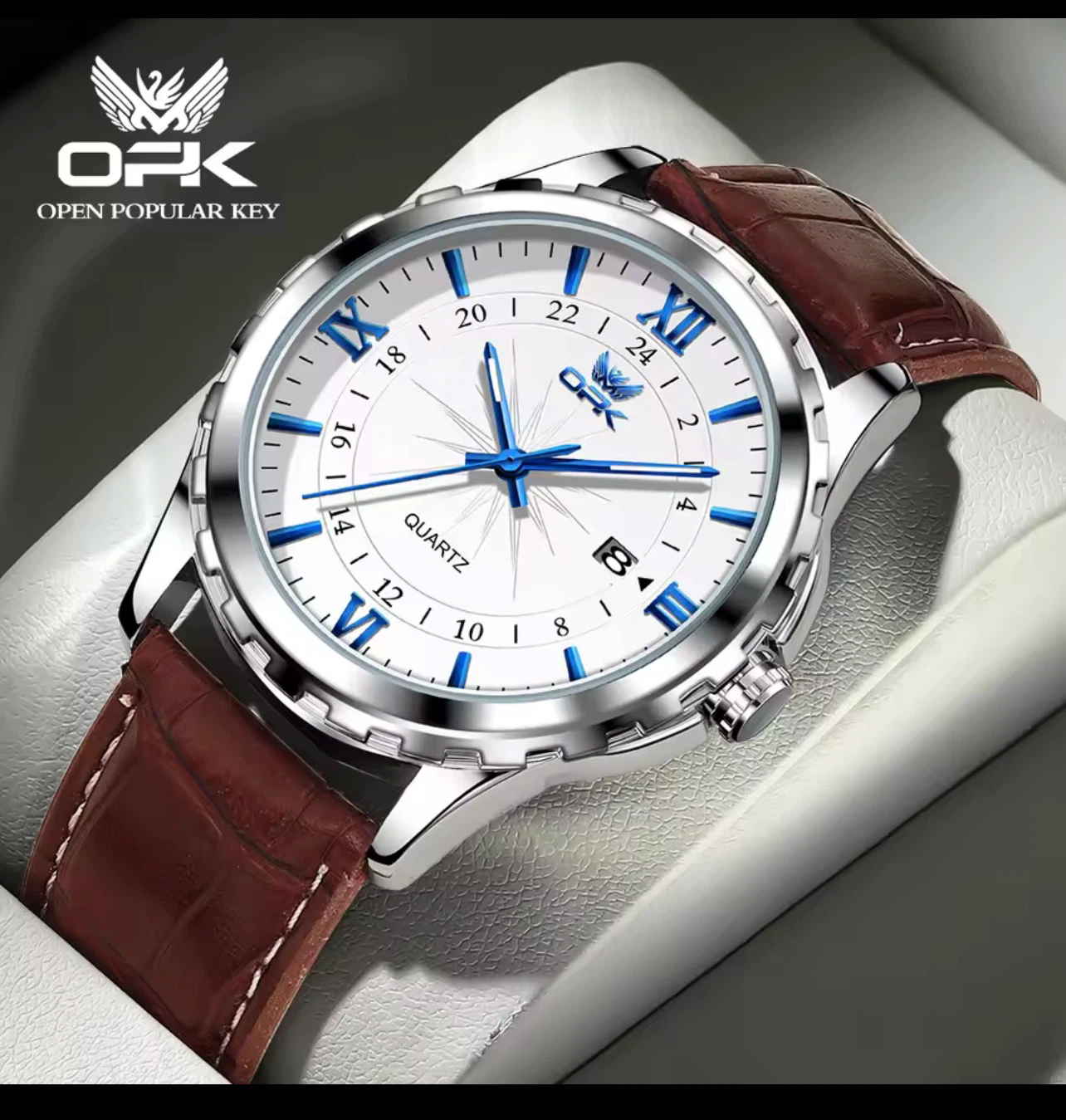 OPK Open Popular Key Men's Quartz Watch with Leather Strap - photo 5