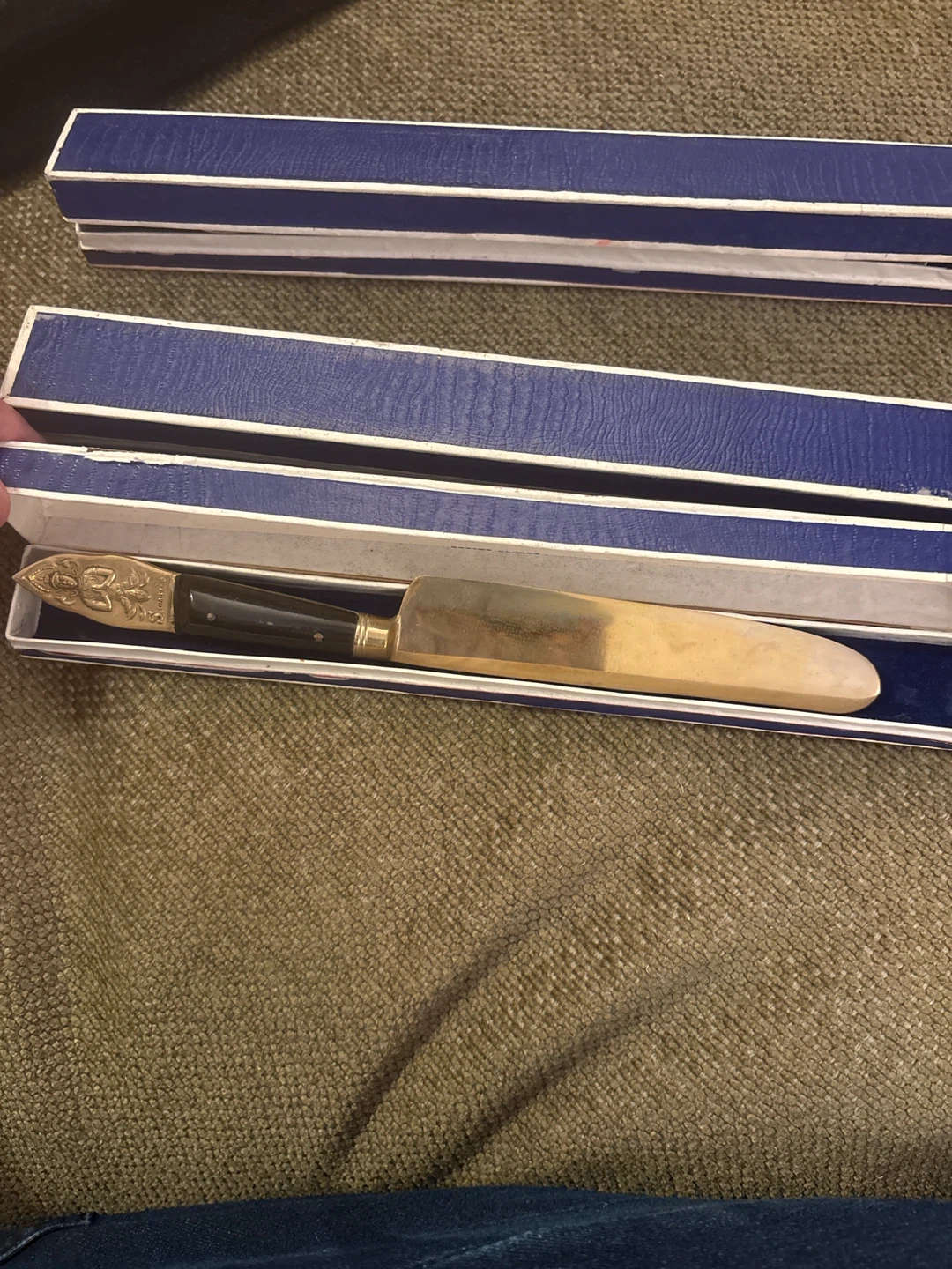 3 Vintage Siam Horn Handle Buddha Letter Opener