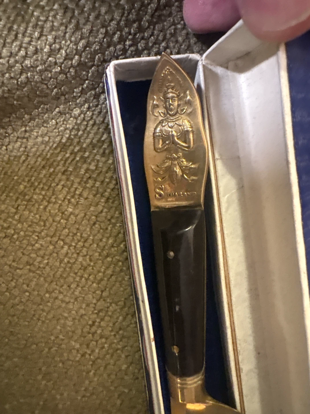 3 Vintage Siam Horn Handle Buddha Letter Opener - photo 3