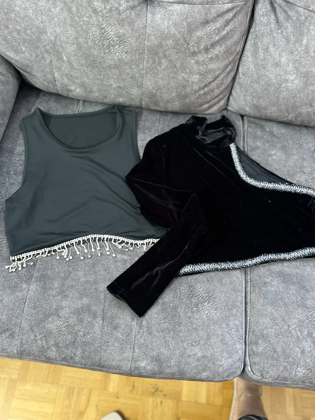 Black Crop Tops with Embellishments