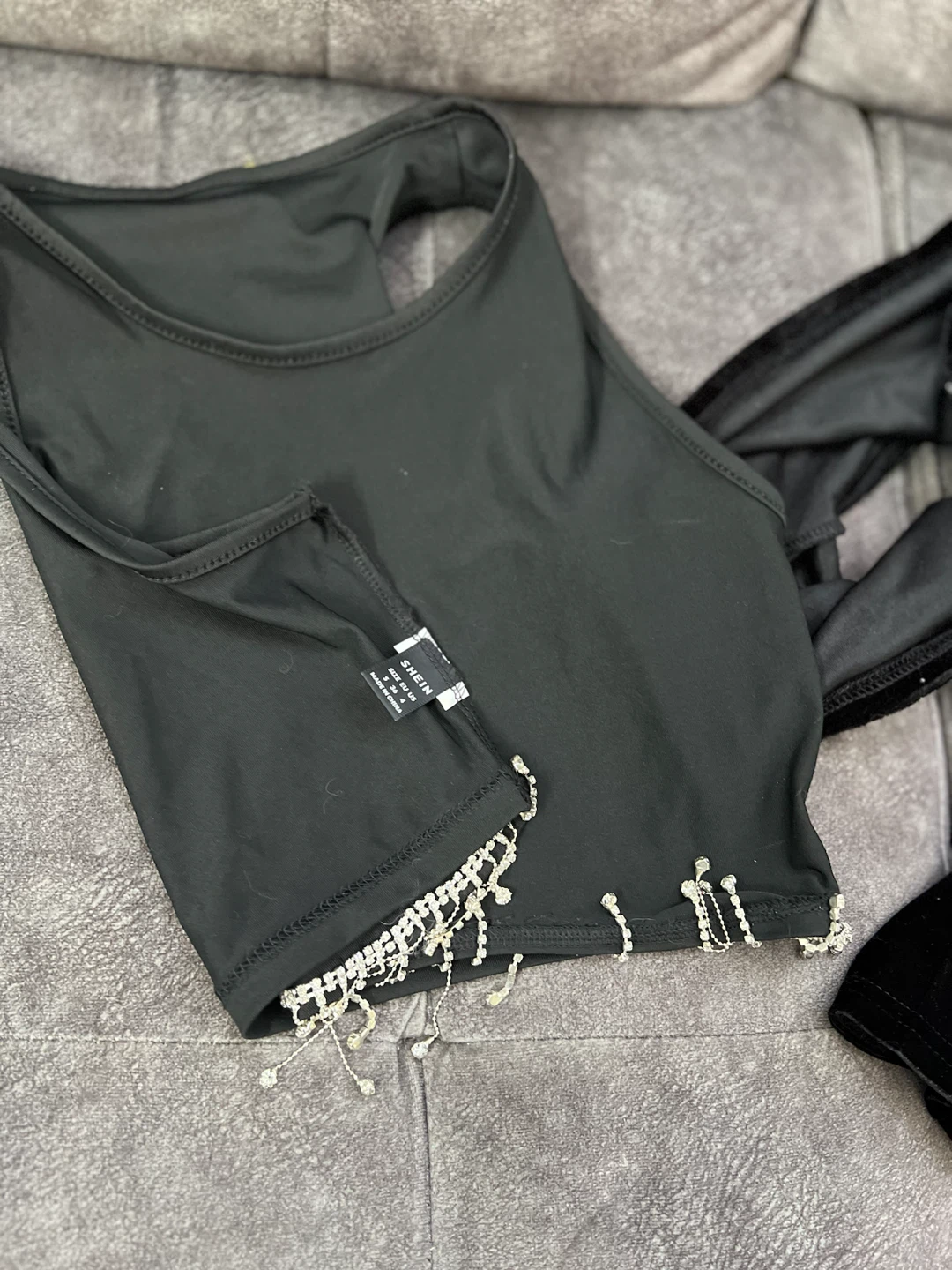 Black Crop Tops with Embellishments - photo 4