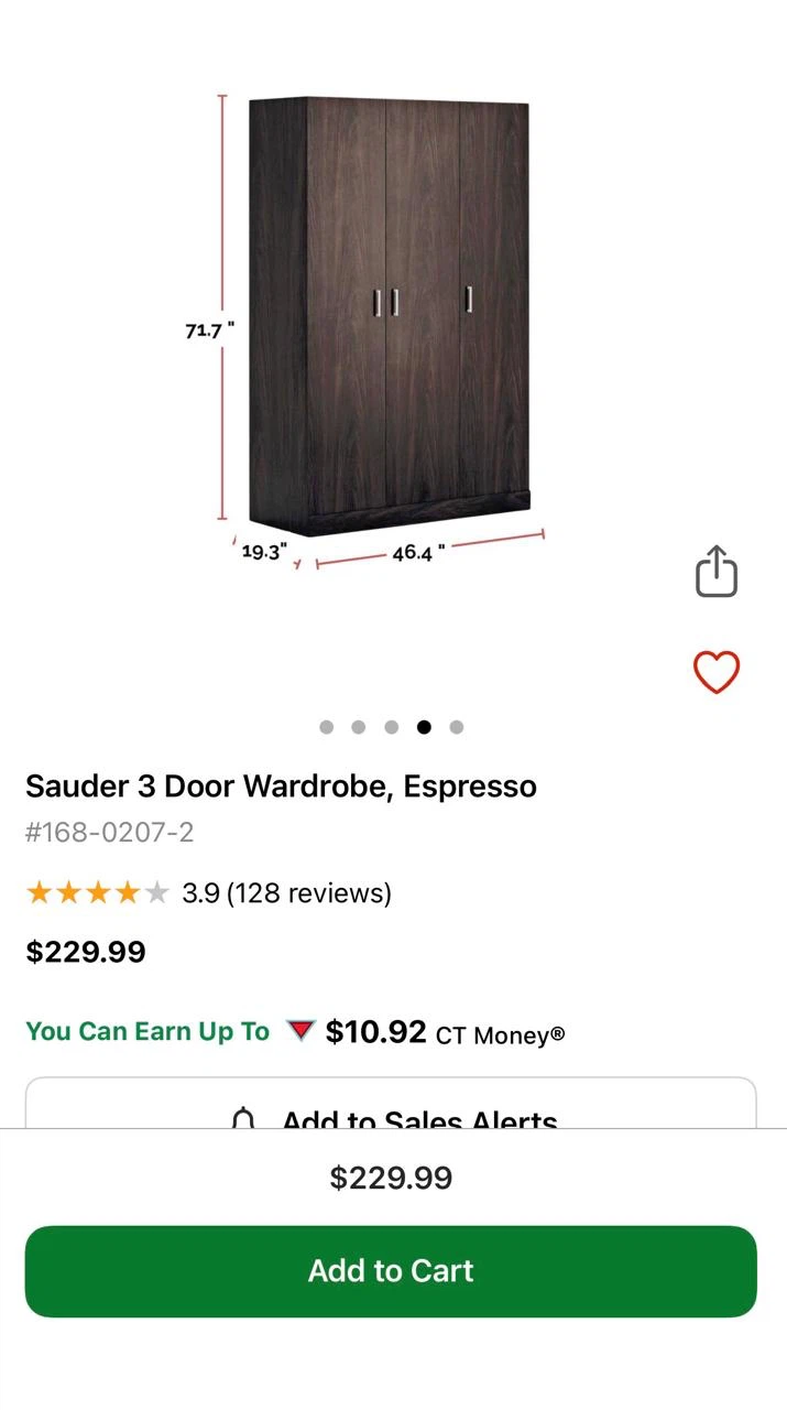 Sauder 3 Door Wardrobe, Espresso - photo 2
