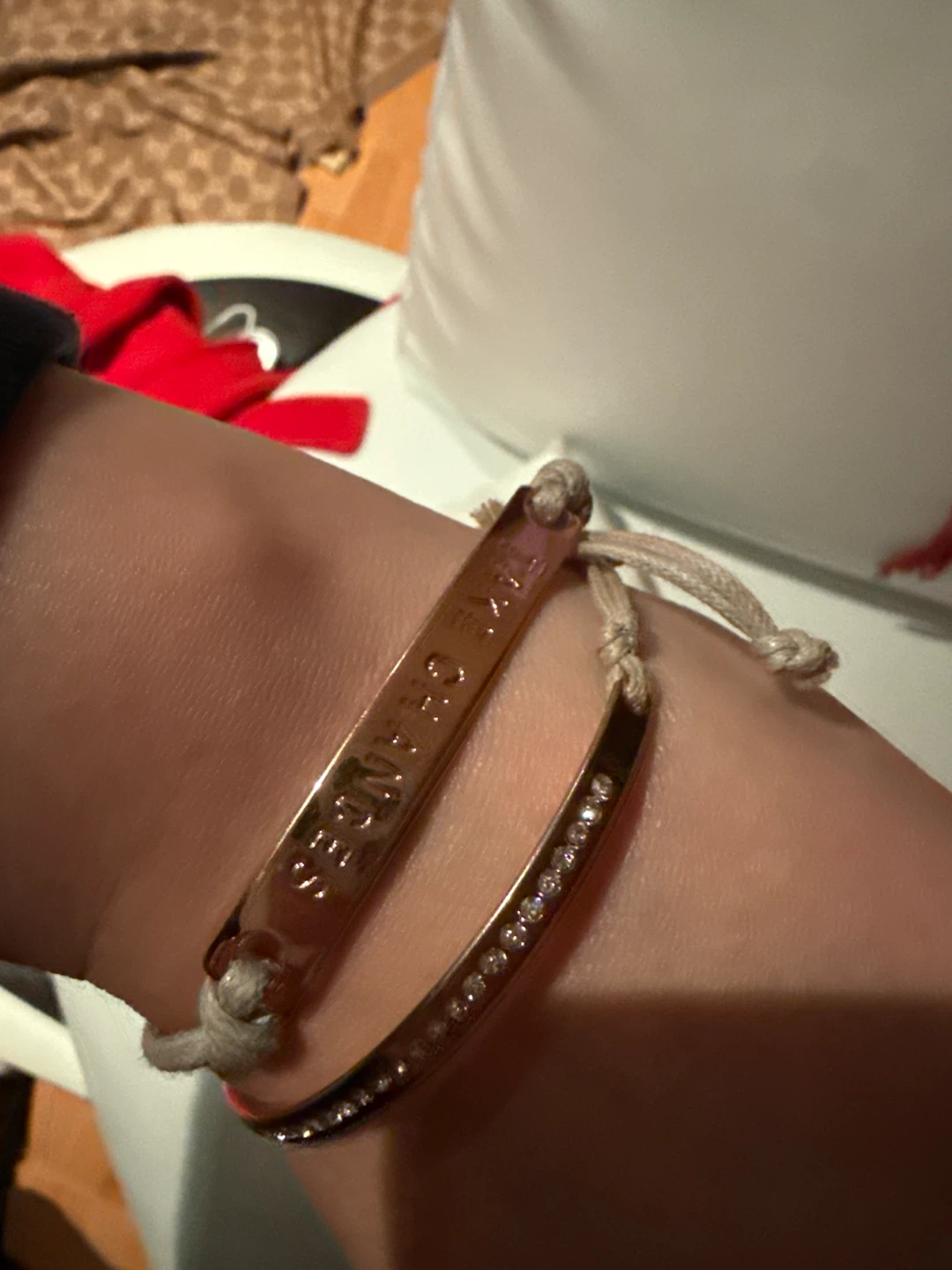 Rose gold tone bracelet with "Take Chances" engraving - photo 2