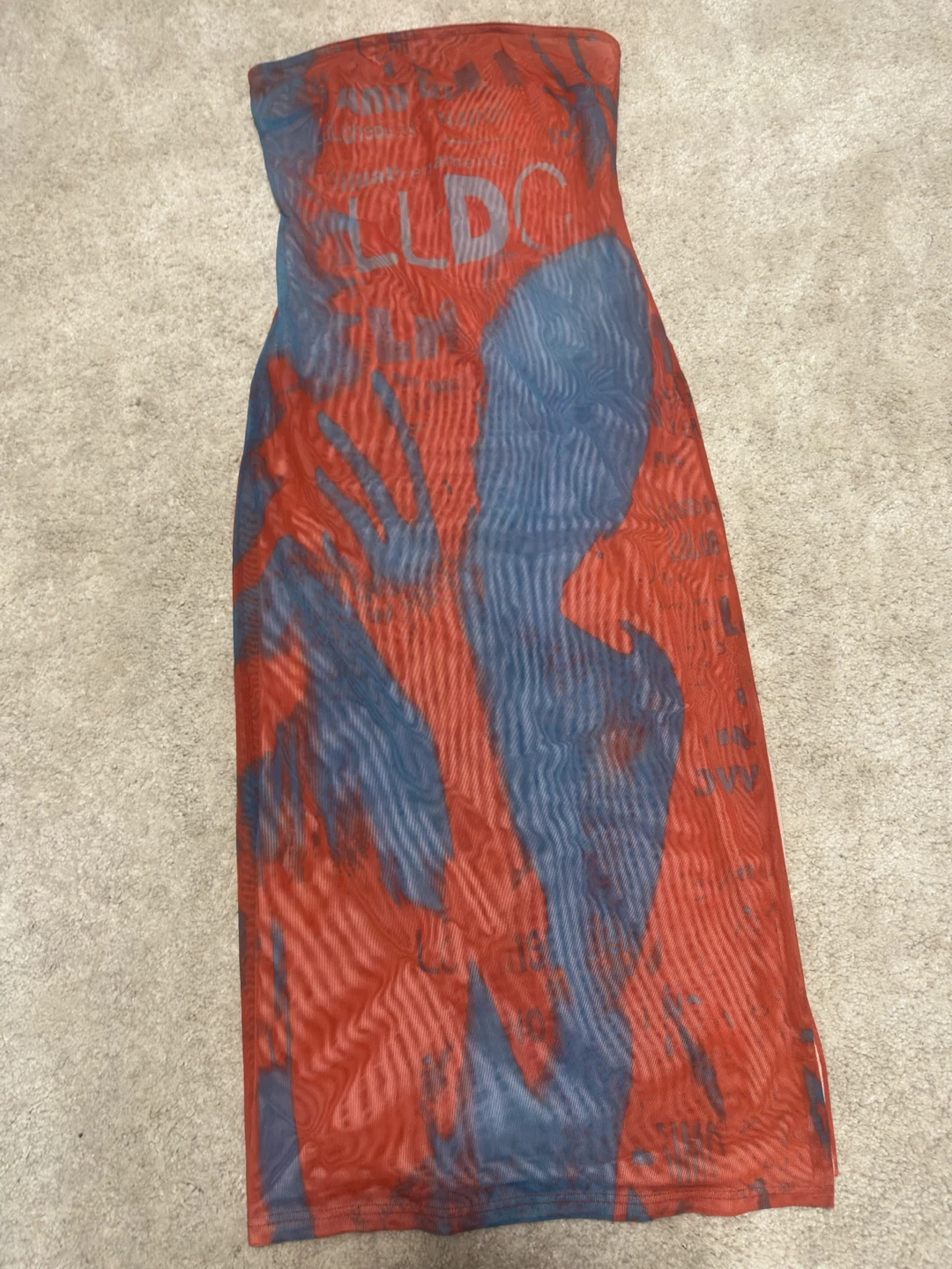 New Fashion Nova Elliana Mesh Maxi Dress Orange/Combo Size M