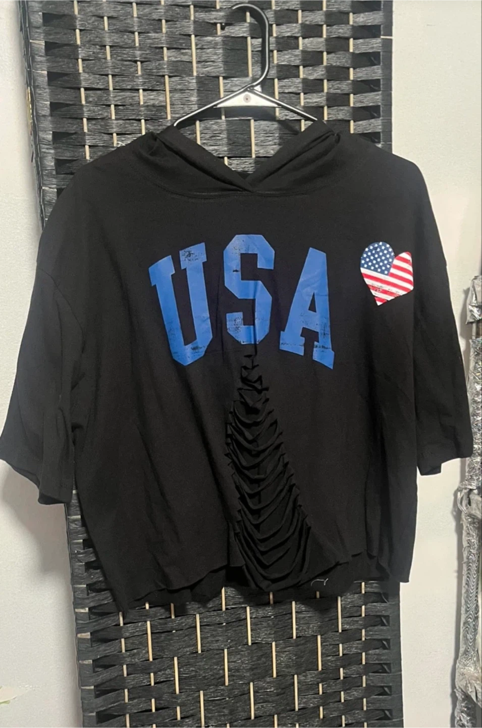 Black Distressed "USA" Graphic Top size XXL - photo 2