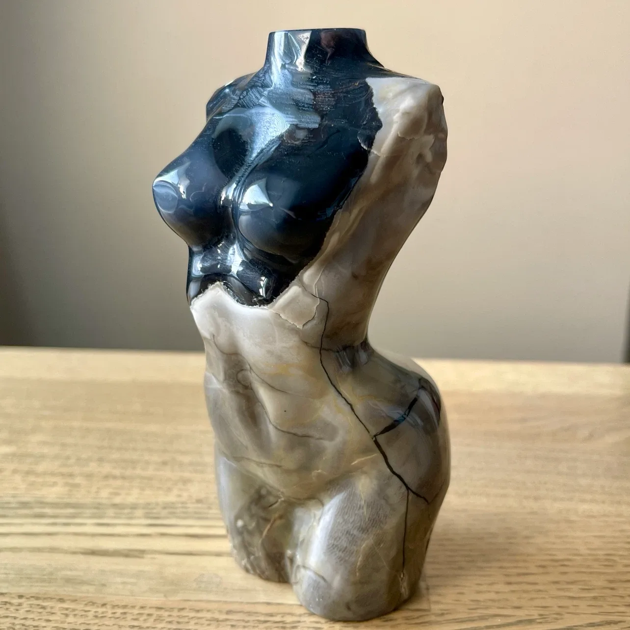 Female Torso fluorescent Volcano Agate Carving