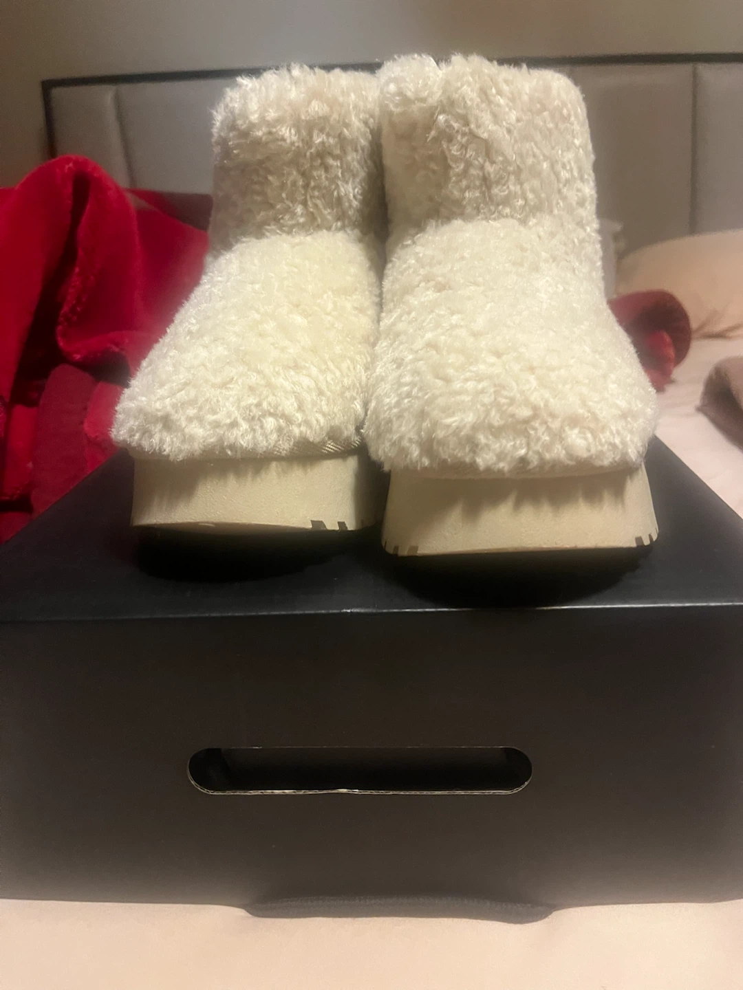 Cream Fuzzy Boots - Size 8 - photo 2