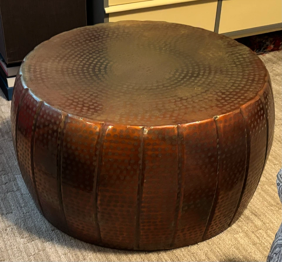 Hammered Copper Drum Style Coffee Table