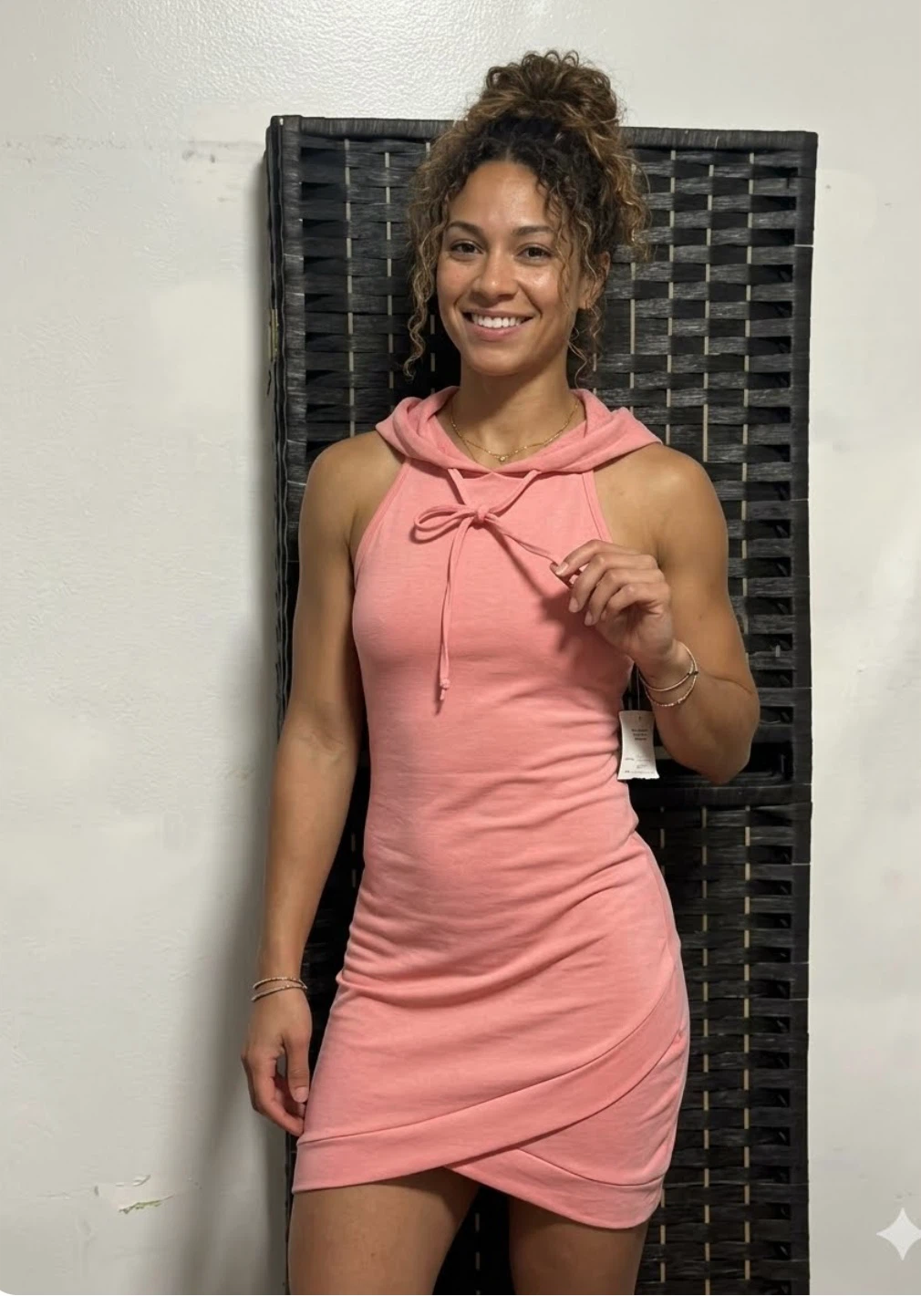 Pink Hooded Sleeveless Dress size M