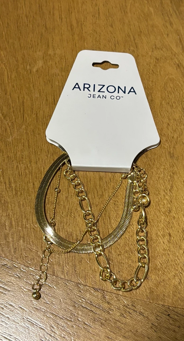 NEW-Arizona Jean Co. Gold Tone Layered Bracelet Set