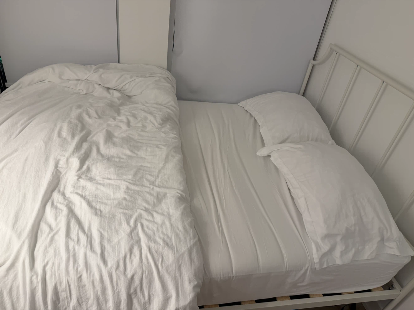 White Cotton Bed and frame - photo 4