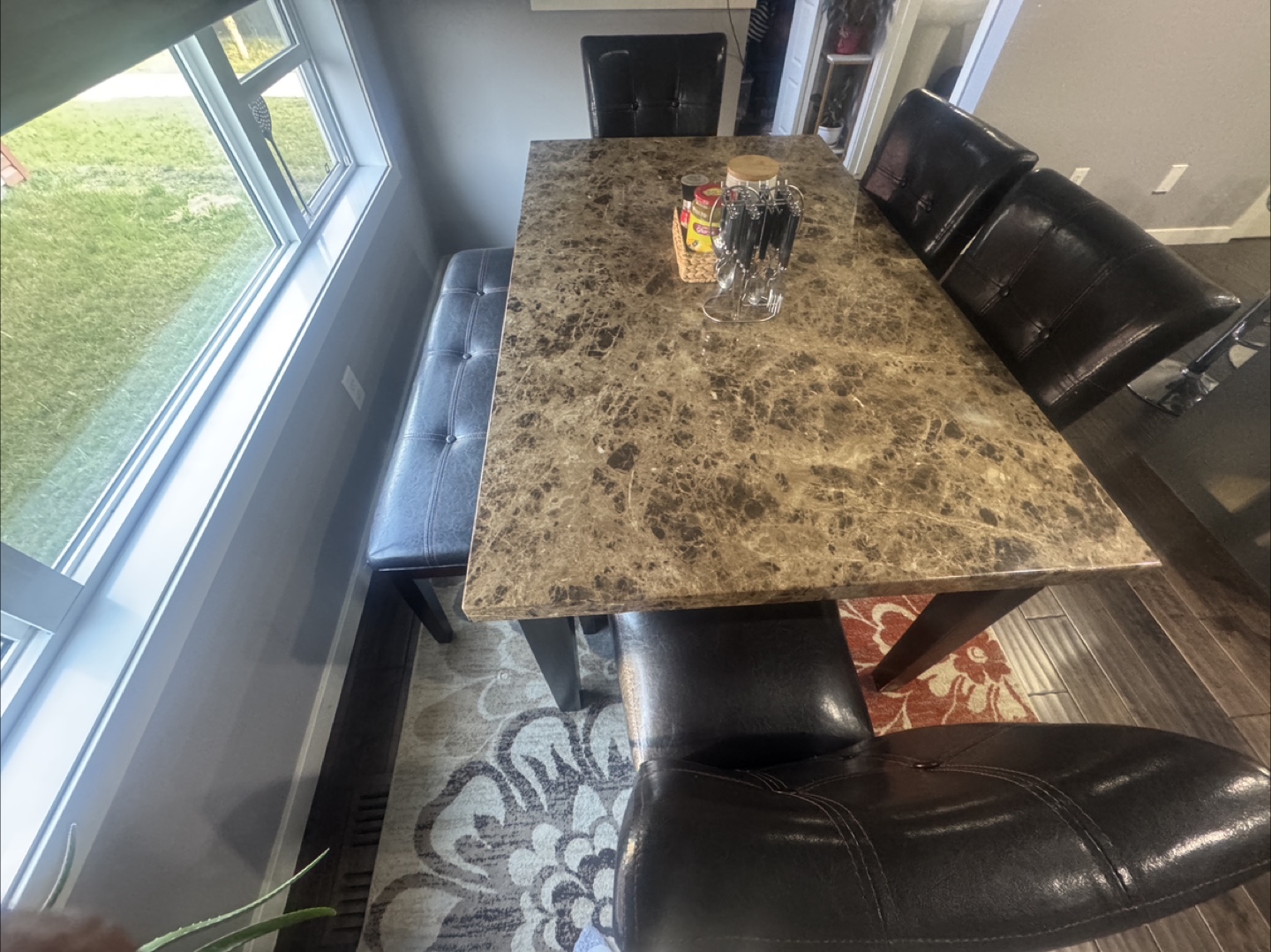 Dining Table Set with 4 Chairs and Bench