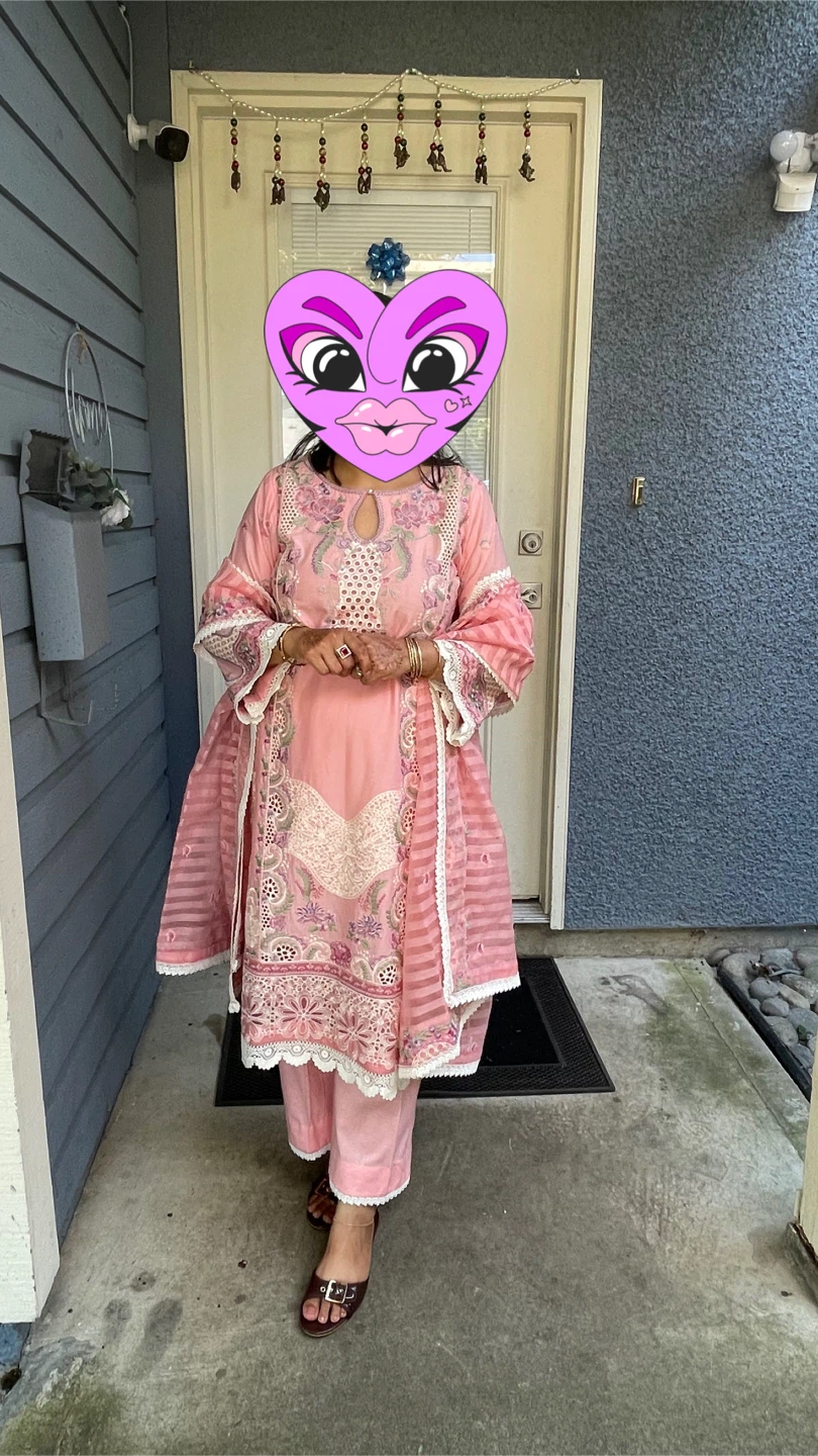 Pink Embroidered Lawn Suit