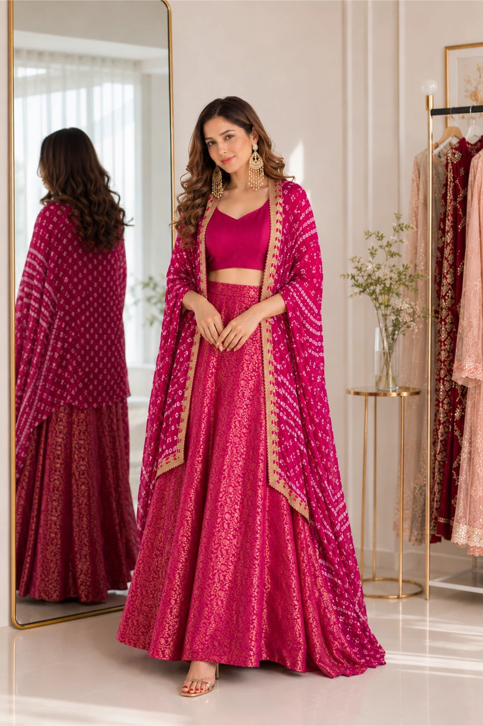 Lehenga Skirt and Blouse with Dupatta/Shrug