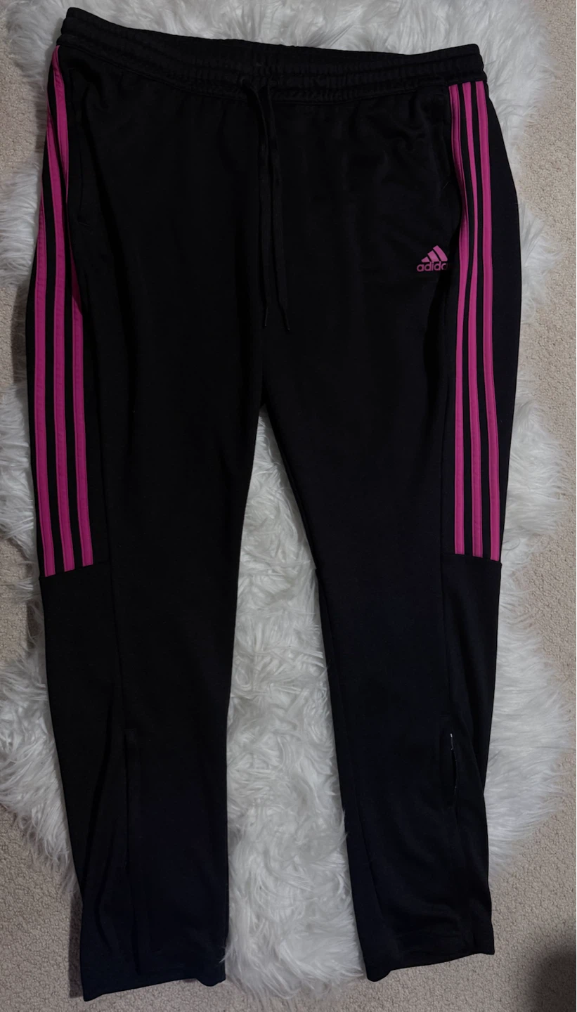 Adidas Black Track Pants with Pink Stripes XXL - photo 2