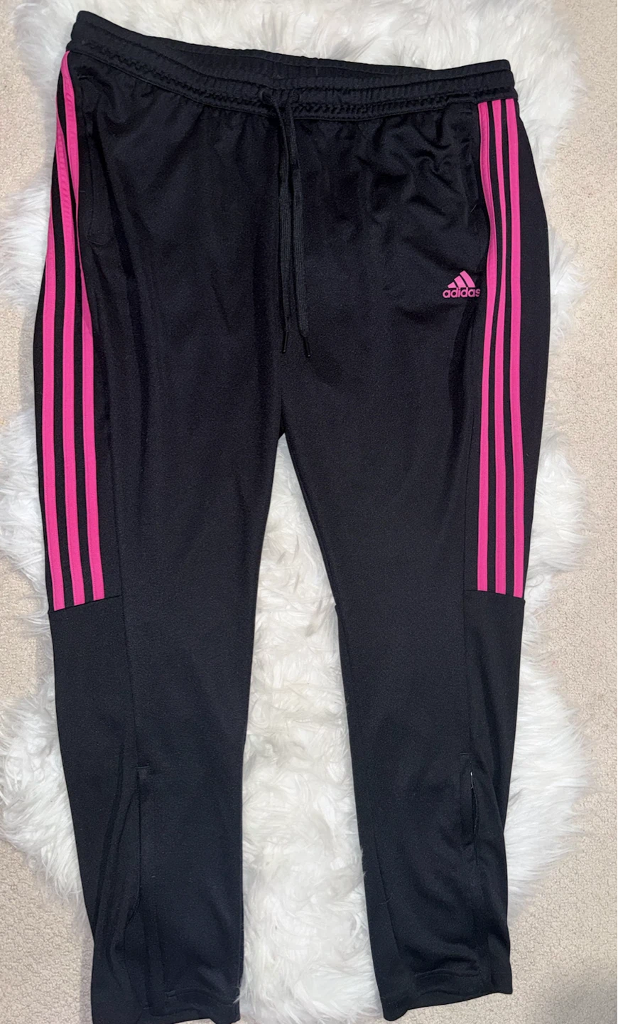 Adidas Black Track Pants with Pink Stripes XXL - photo 5