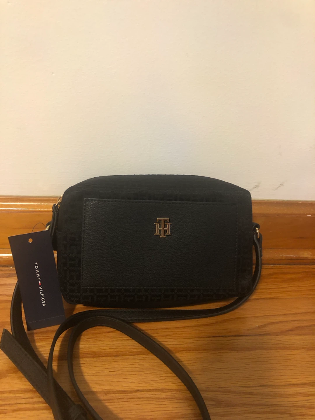 Tommy Hilfiger Black Monogram Crossbody Bag