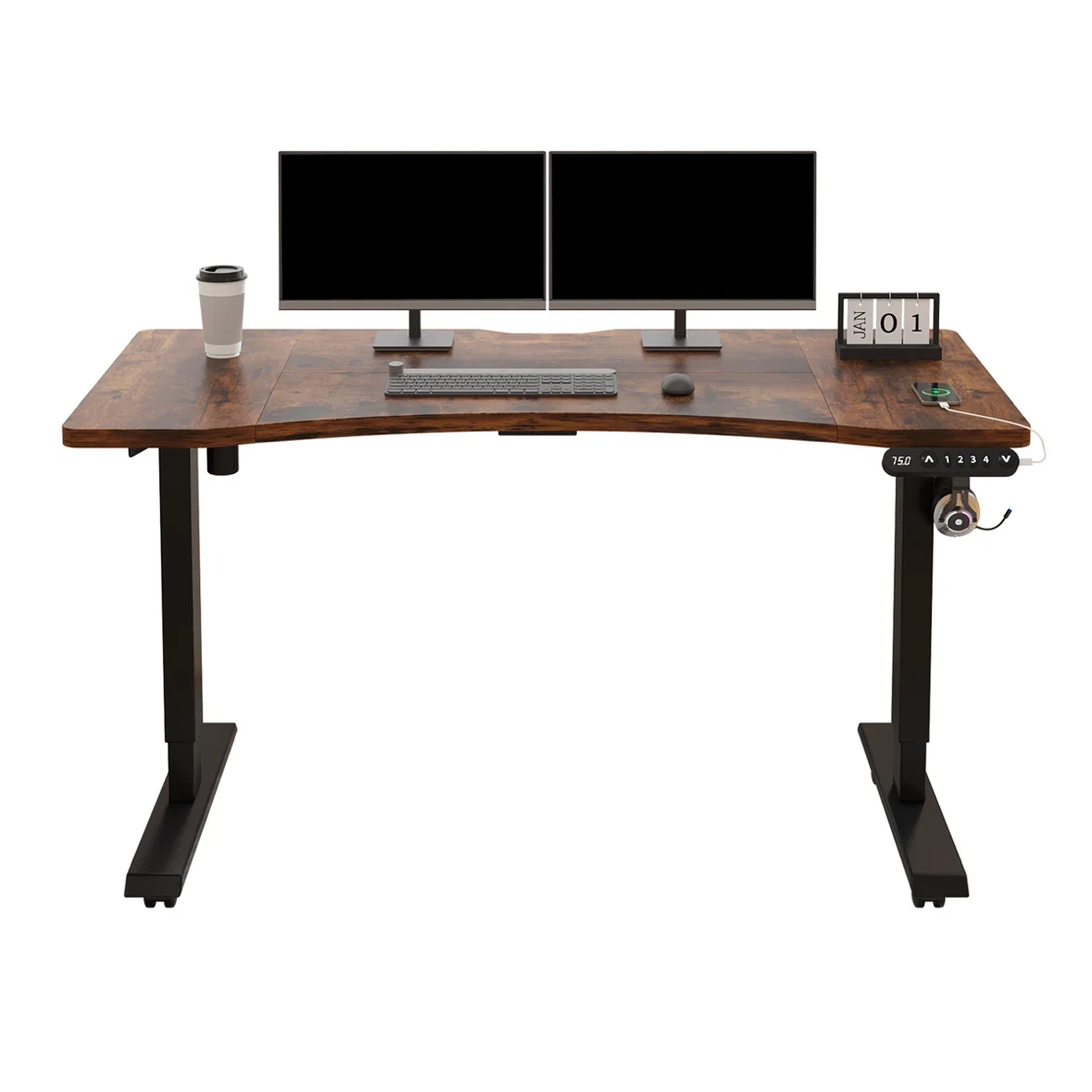 Adjustable Standing Desk with Wood Grain Finish - photo 2