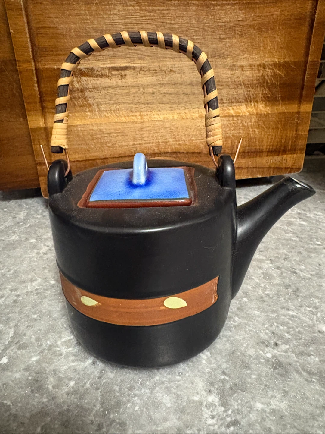 Black Ceramic Teapot with Woven Handle - photo 2