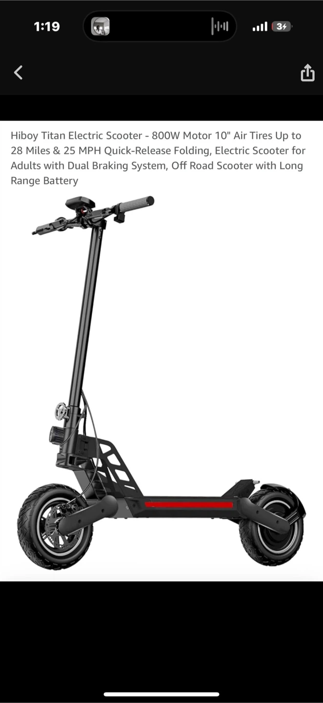Hiboy Titan Electric Scooter - 800W Motor, 10" Tires