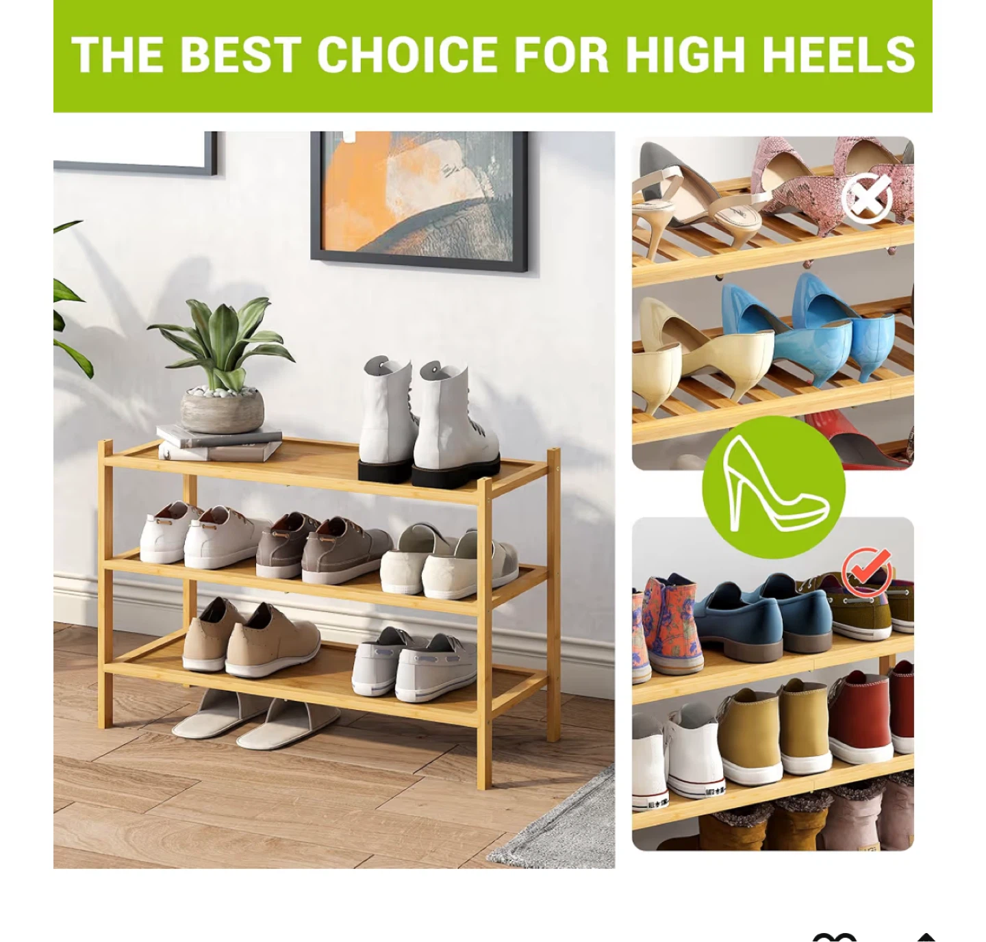 3-Tier Bamboo Shoe / Plant / Clothes / Purse / Shoe Rack - photo 3