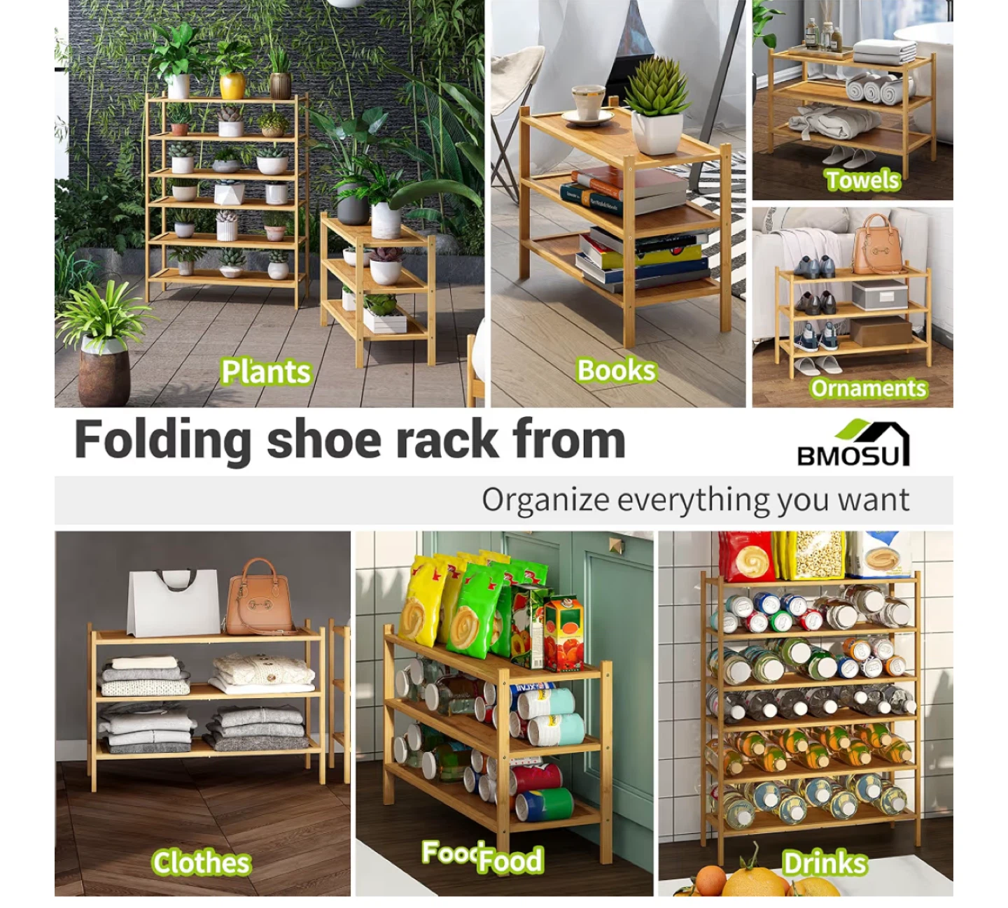 3-Tier Bamboo Shoe / Plant / Clothes / Purse / Shoe Rack - photo 4