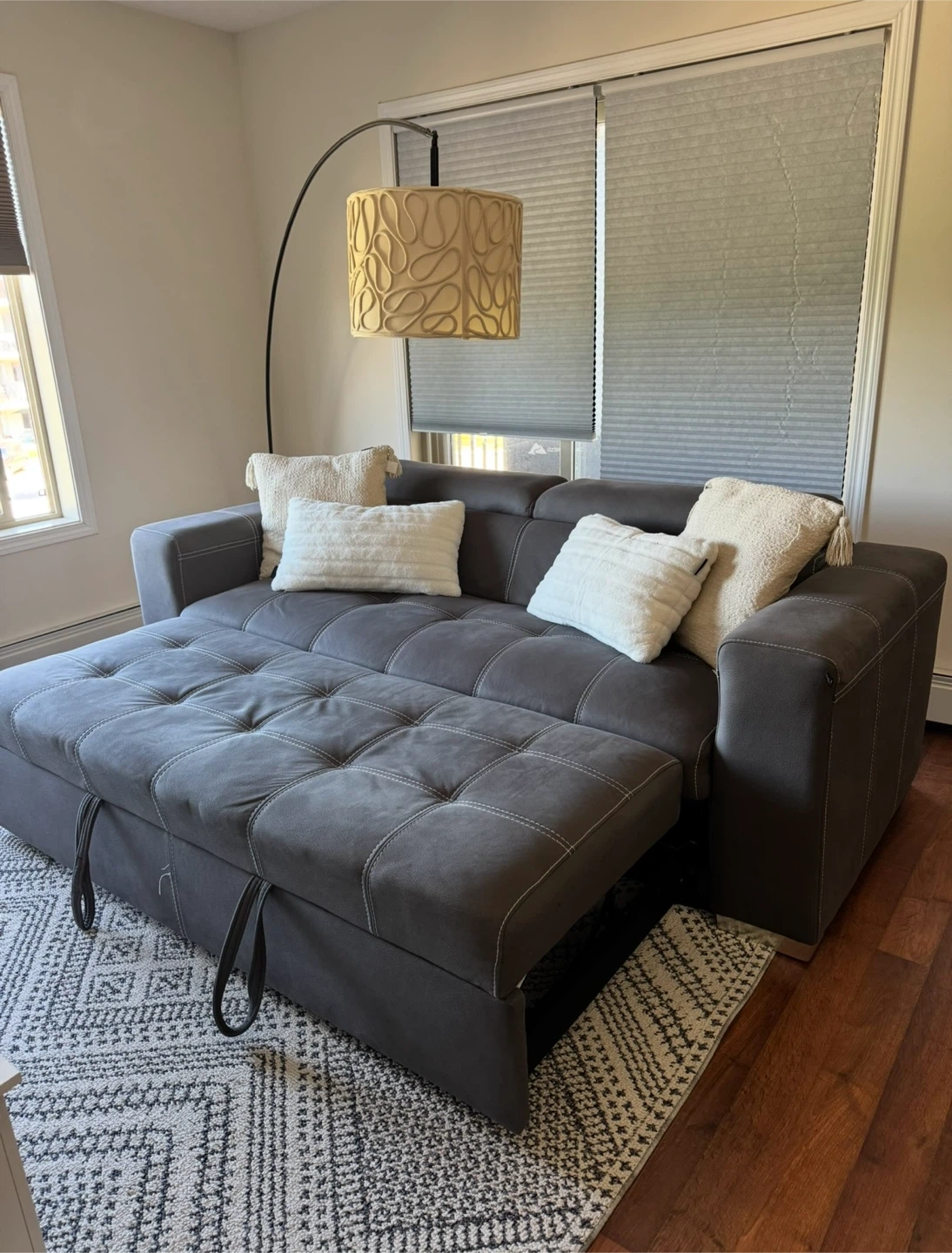 Grey Sofa Bed with Pull-Out Mattress - photo 2