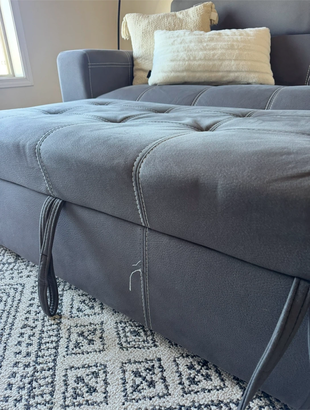 Grey Sofa Bed with Pull-Out Mattress - photo 4