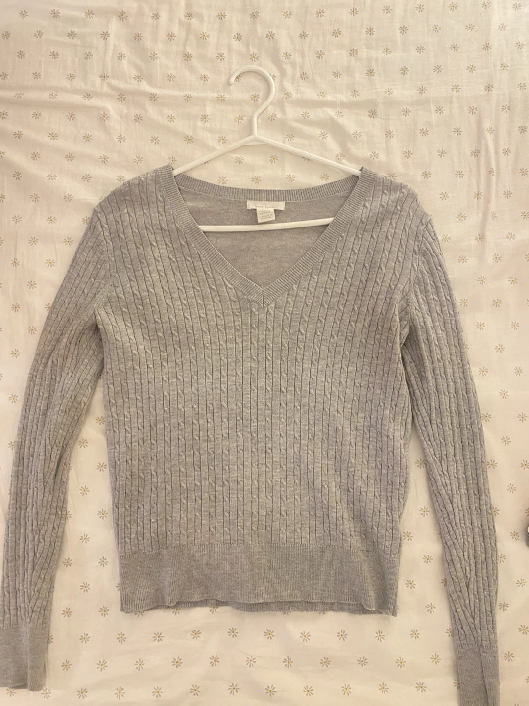 V-Neck Cable Knit Sweater