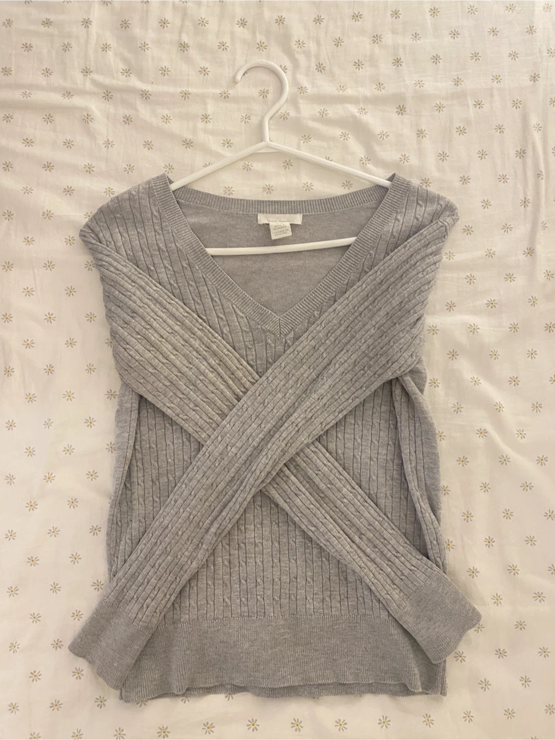 V-Neck Cable Knit Sweater - photo 2