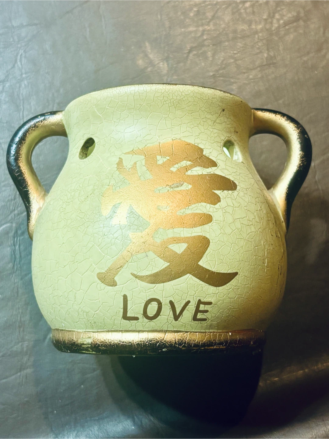 Ceramic Candle Holder with Chinese Lettering