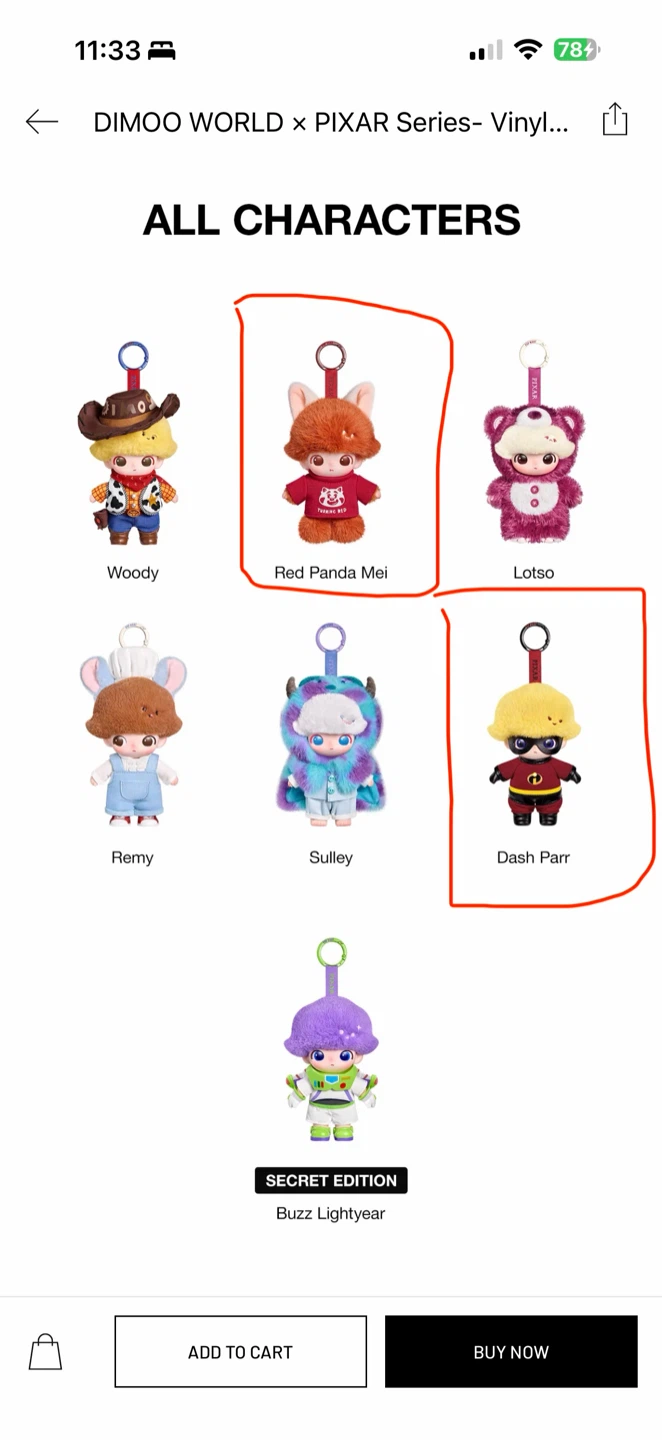 Dimoo World x Pixar Vinyl Plush Pendent
