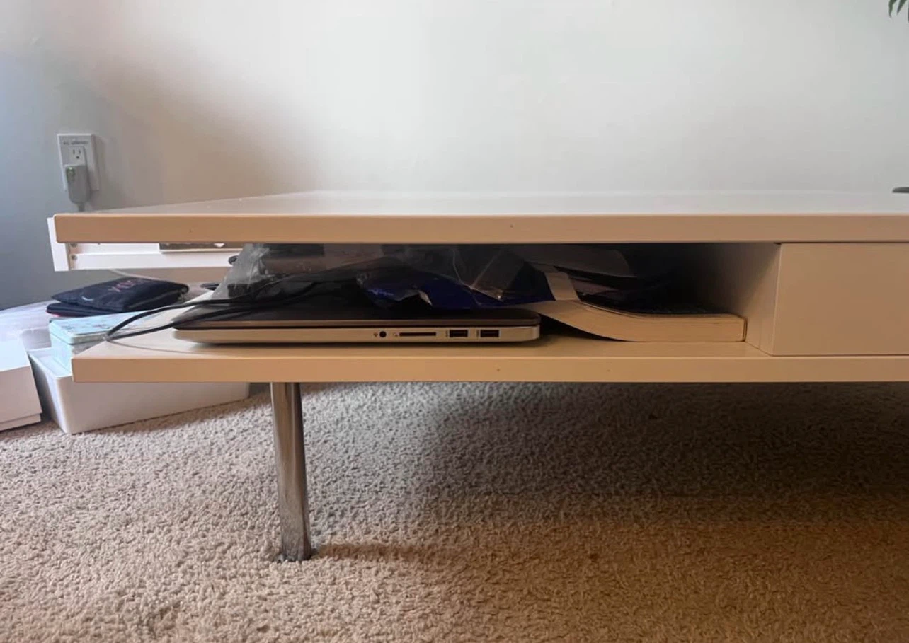 White Coffee Table with Storage Drawers - photo 3