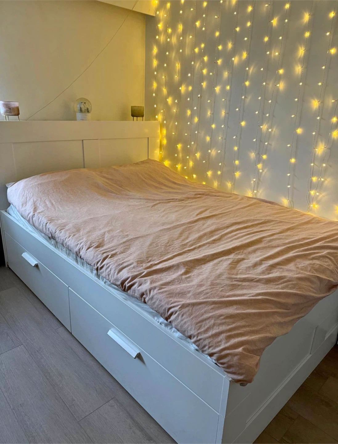 Ikea BRIMNES Queen Size Bed with storage headboard with Mattress
