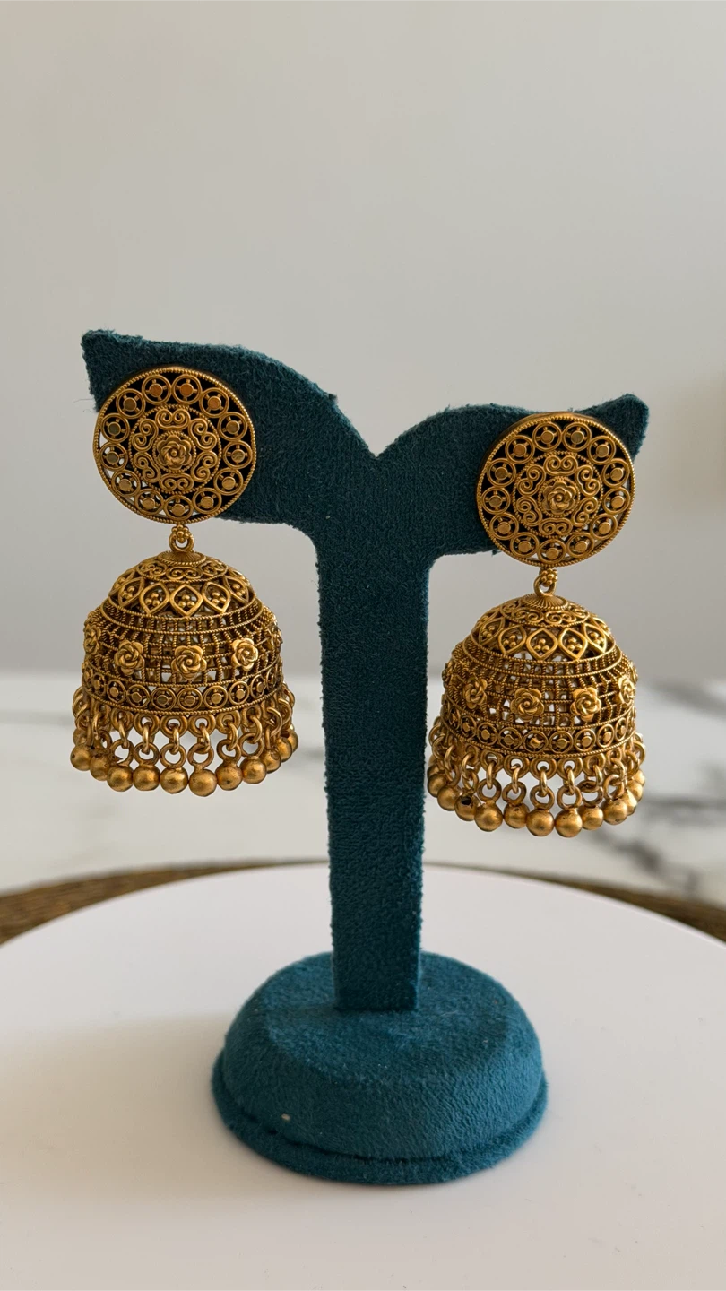 Gold Jhumka Earrings