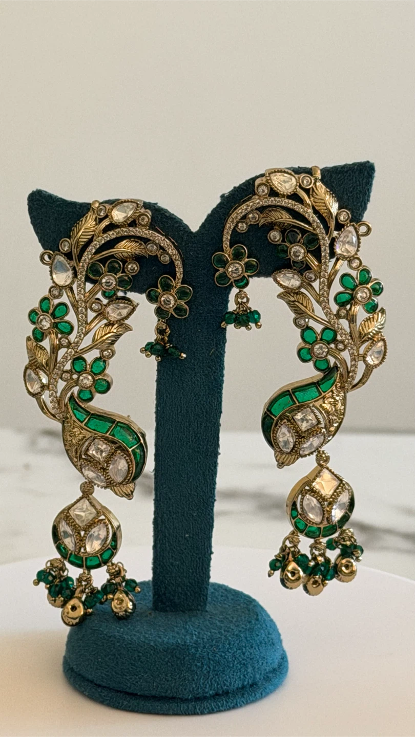 Green moissanite ear cuffs